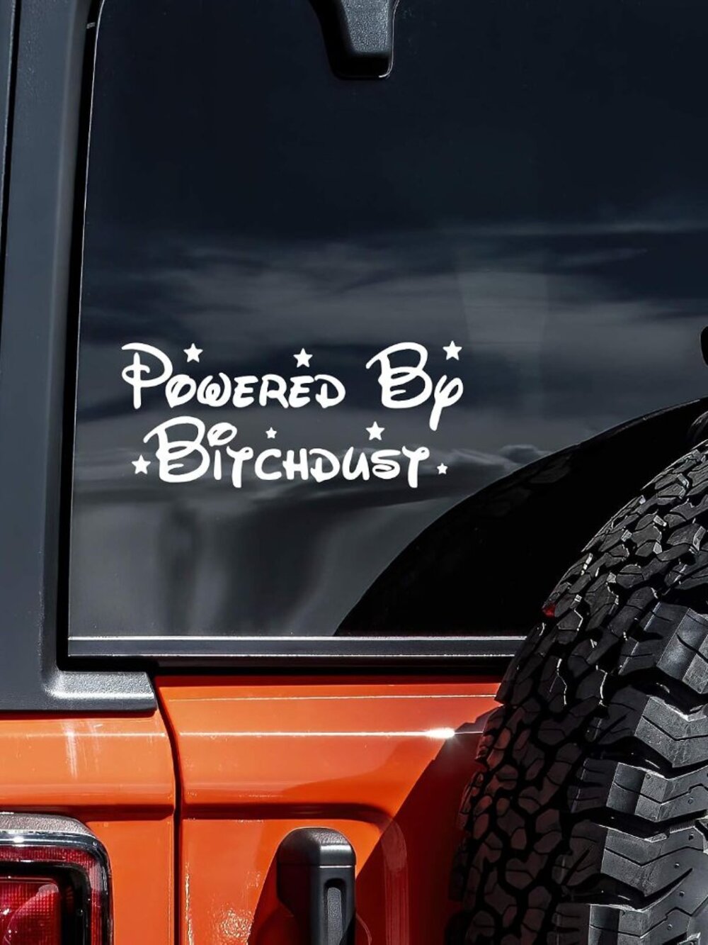 Powered by Bitchdust Decal Vinyl Sticker Auto Car Truck Wall Laptop | White| 7.5